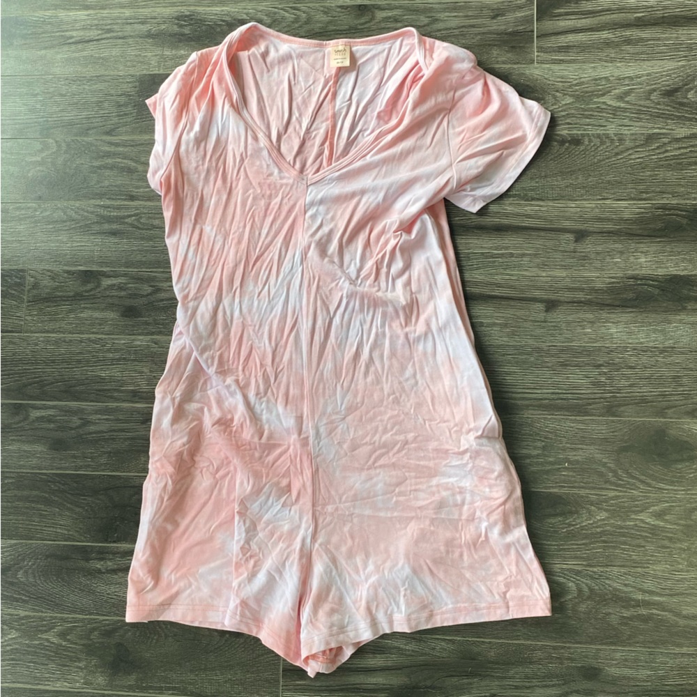 S&T pink tie dye romper